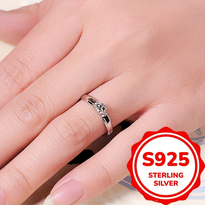 Classic 925 Sterling Silver Ring - EngaSynthetic Gemstoneent Wedding Ring - For Female - Suitable for Banquet Party Official Occasions - Anniversary Gifts (2.6g)