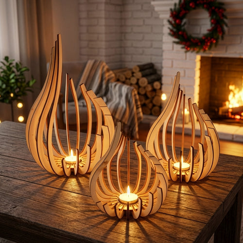3pcs for Lotus Shape Tea Light Holder, Bohemian Style Candle Base for Home Decor, Unique DIY Art Craft Desktop/Bedside Decoration Gift for Mother'S Day, Father'S Day, Parties (Candle Not Included)