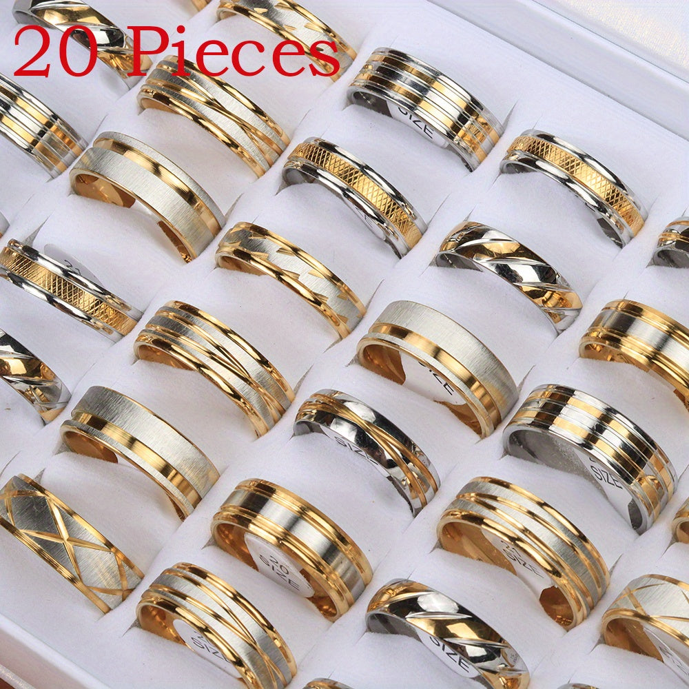 20pcs/Lot Stripe Waterproof Fashion High Quality Rings for Men