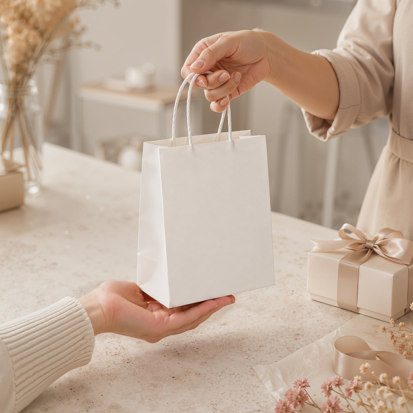 100-Pack Kraft Paper Bags with Handles – Ideal for Gift Wrapping, Parties, Holiday Celebrations & Retail Use