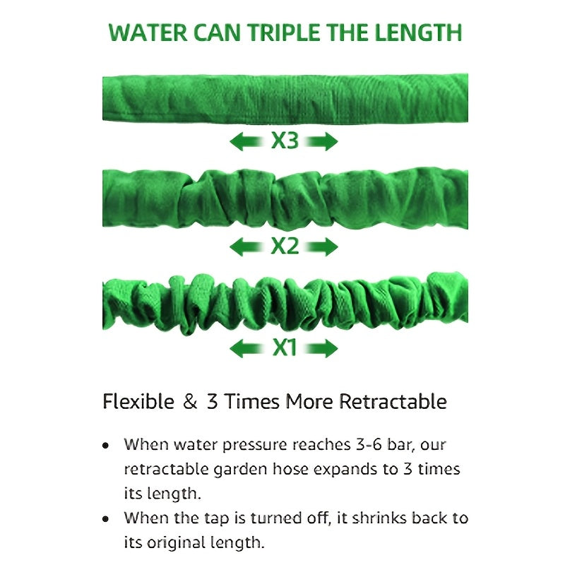 LOVFEN-full Expansion Length 50ft/100ft/150ft/200ft Garden Hose Pipes With "1/2"Fittings, Expandable Garden Hose Flexible Stretch Water Pipe For Home Lawn Car With 7 Function Professional Water Spray Nozzle.