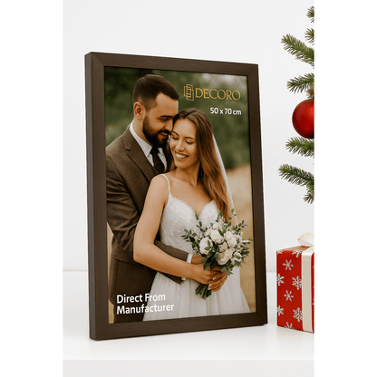 DECORO 50×70 cm Black Wooden Poster Frame – Large 500×700 mm Picture Frame – Ideal for Jigsaw Puzzles, Christmas Gifts, Holiday Prints & Wall Art