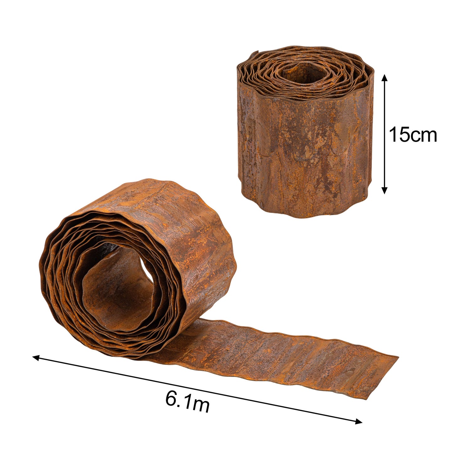 Heavy-Duty Weatherproof Steel Garden Trim Edging - Rustic Landscape Border with Safe Rounded Edges, Easy to Cut & Install - Pre-Rusted Corrugated Metal Fence for Flower Beds, Pathways, Patios - Available in Heights - Outdoor Yard Decoration, Pathway Divid