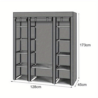 Portable Wardrobe 128x45x173cm Fabric Wardrobes for Bedroom Large Foldable Closet Storage Oranisers Portable Wardrobes for Bedroom
