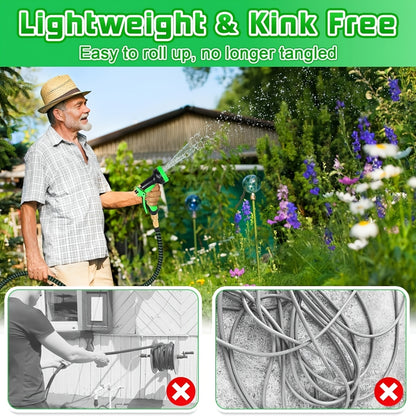 (7.5/15/22.5/30/45 Meter) Expandable Retractable Garden Hose Set - Durable Rubber, Leak-proof, No-Kink, Lightweight Outdoor Flexible Hose with 10 Modes Water Spray Gun for Yard, Farm, Gardening, Outdoor, Car, Pet Cleaning
