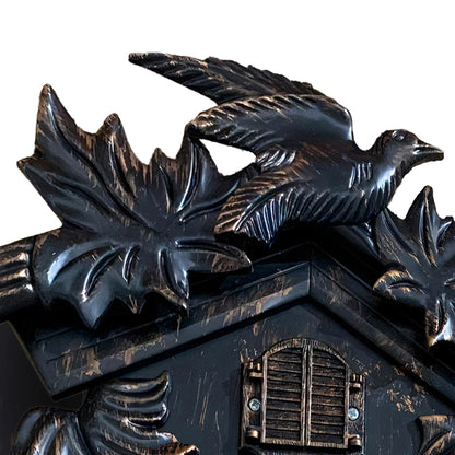 Cuckoo Clock Wall Battery Operated Pendulum – Vintage Chiming Bird Flapping Volume Adjustable – Black Forest Style Wall Clock for Living Room Office Home Décor