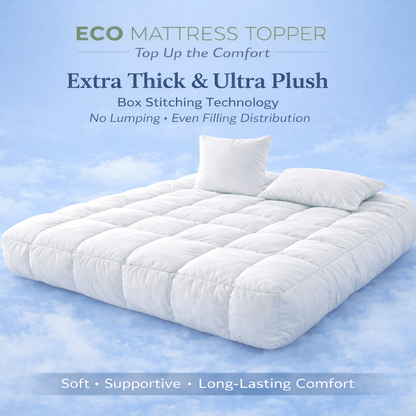 Luxury Mattress Topper 10cm Thickness – Soft Breathable Box Quilted Bed Topper with Corner Straps, No Lumping | Single, Small Double, Double, King & Super King