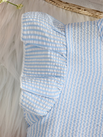 New Summer Style Girls' Colorblock Striped Dress, Cute Flutter Sleeve Dress, Summer Casual Dress, Summer Children's Clothing, Casual Daily Wear, Sweet and Adorable Girls' Dress, Girls' Clothes, Easter