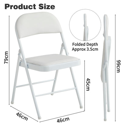 Faux Leather Folding Chairs Set of 4 with Metal Frame & Padded Seat – Foldable Dining, Office & Reception Chairs, Easy Fold & Store, 7 Colours