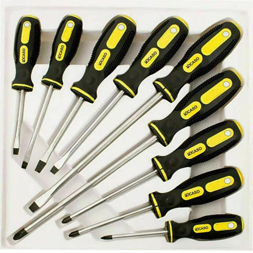 Magnetic Screwdriver Set 9 Piece – Heavy Duty Flat & Phillips Head Screwdrivers with Non-Slip Grip for Home DIY, Office & Appliance Repair UK