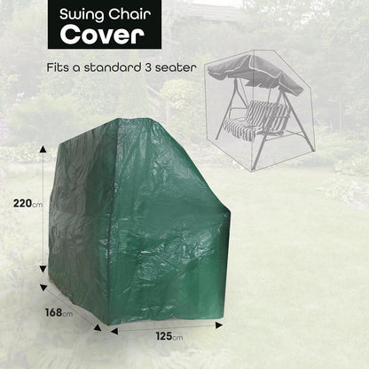 Garden Swing Covers Waterproof Heavy Duty Outdoor Swinging Chair Cover Windproof Anti-UV Patio Garden Hammock Cover With Zips (Green)