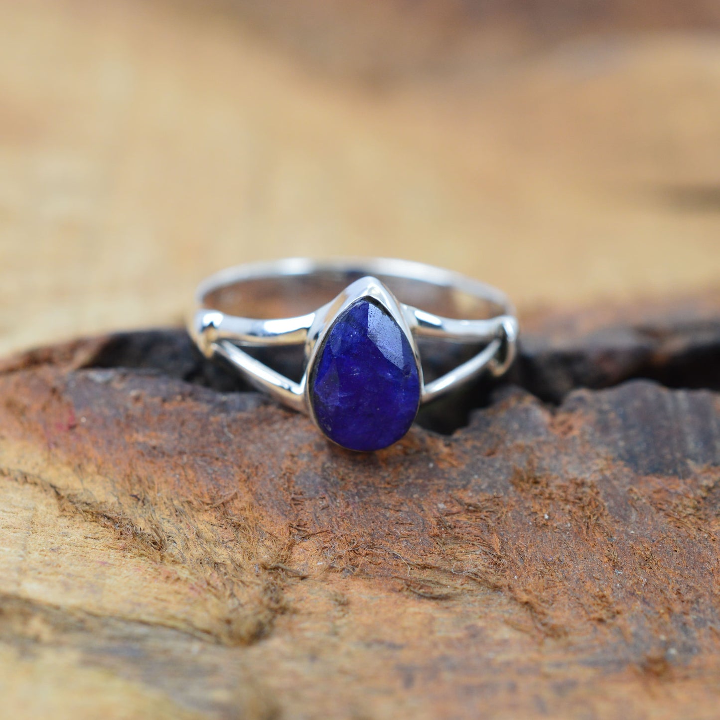 925 Sterling Silver Pear Gemstone Ring in Onyx, Larimar and More, Minimal Daily Wear Jewelry for Women