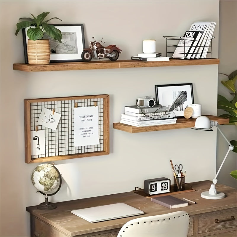4pcs Wall Shelves, Each Can Bear 10kg Suspended Hanging Shelf, Natural Solid Wood, Load-bearing, Space-saving, Easy to Install, Floating Shelves, Multi-functional Decorative Storage for Living Room, Kitchen, Bathroom, Bedroom, Floating Shelves