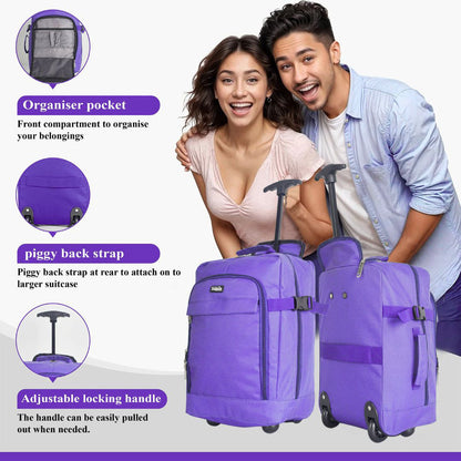 ZAHRAB 40x30x20cm Cabin Bag Underseat Bag Lightweight Hand Luggage Cabin Trolley with Wheels Flight Bags Suit Case