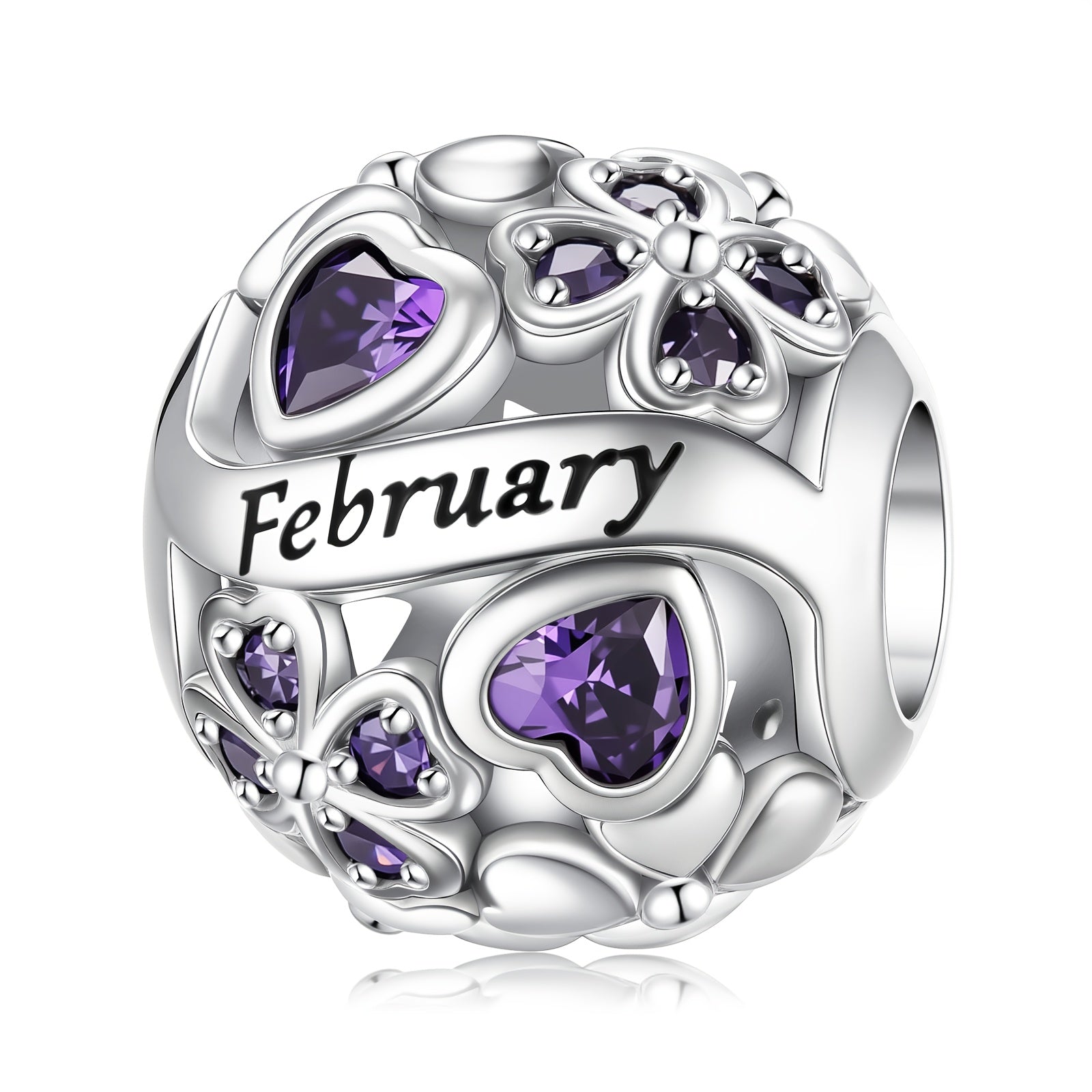 Birthstone Four-Leaf Clover Heart Charm – Twelve Months - size and specification view 4