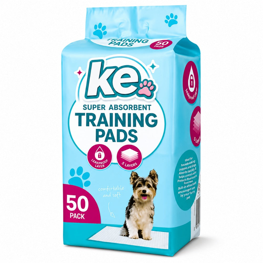 Puppy Training Pads 50 Pack | 60x45cm Super Absorbent Leakproof Dog Pee Pads | 6-Layer Odour Control Puppy Pads with Pheromones | For Puppies, Adult Dogs, Cats & Small Pets