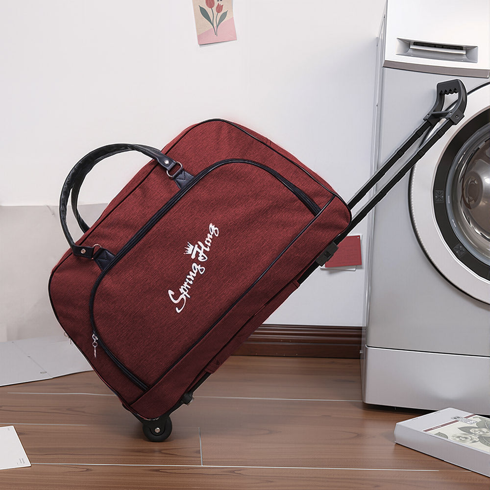 Foldable Wheeled Travel Duffel Bag, Large Capacity Rolling Handheld Luggage for Family Vacations, Outdoor, and Short Trips, Easy - To - Carry Tote with Durable Build