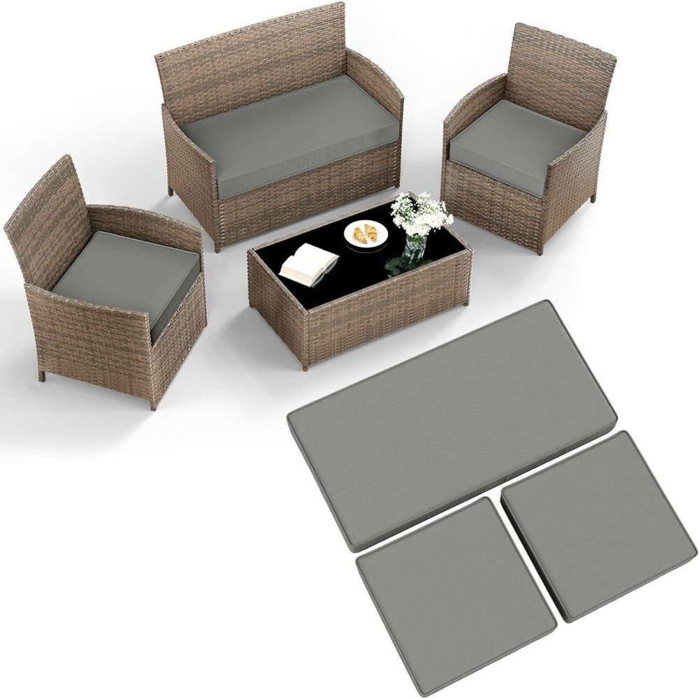 Outdoor Seat Cushion Pads Pack of 3 Water-Resistant Rattan Garden Furniture Replacement Cushions for Patio Chair Conservatory Seat Pads 5 Colours UK