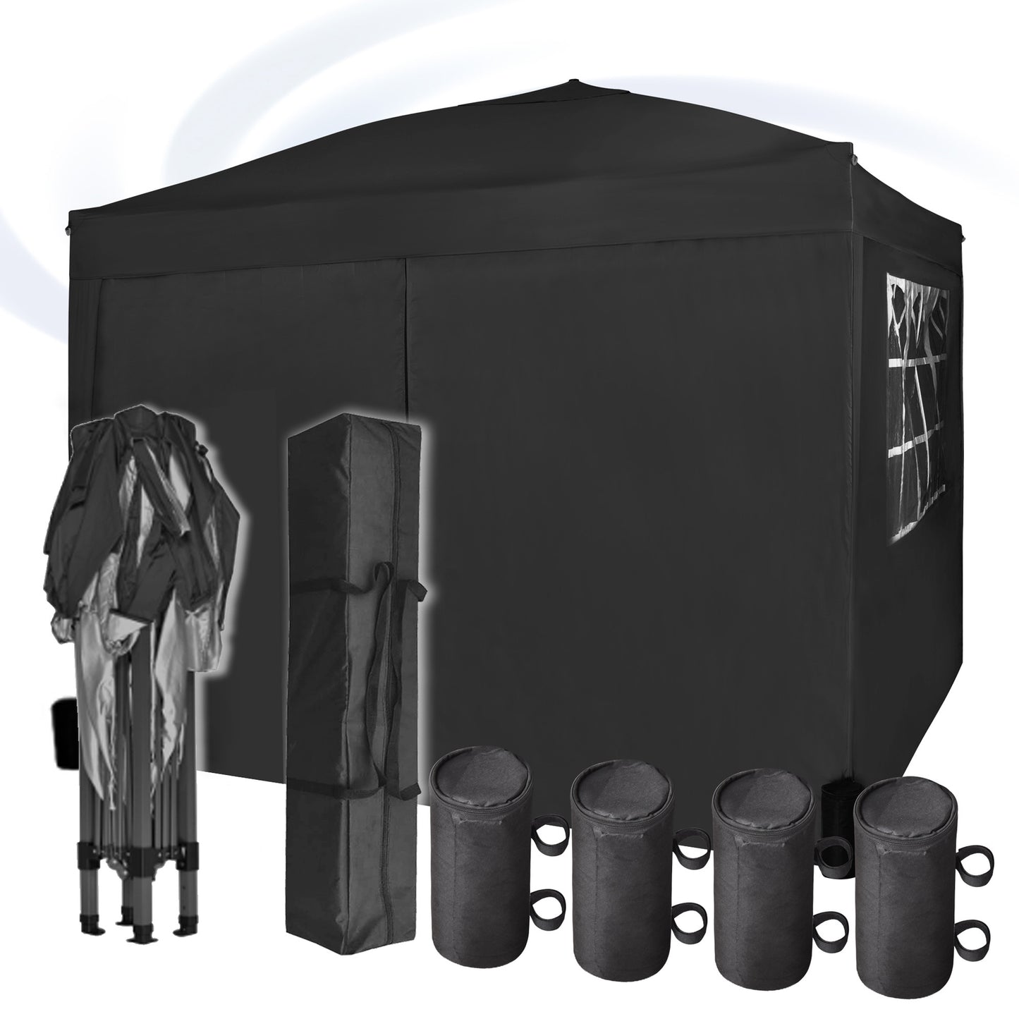 Pop-up Gazebo 3m x 3m with Sides & 4 Weight Bags & Silver Protective Layer Waterproof Marquee Canopy