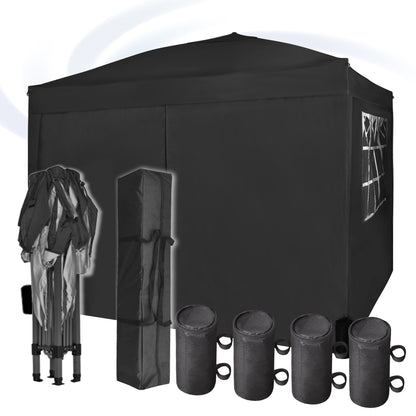 Pop-up Gazebo 3m x 3m with Sides & 4 Weight Bags & Silver Protective Layer Waterproof Marquee Canopy