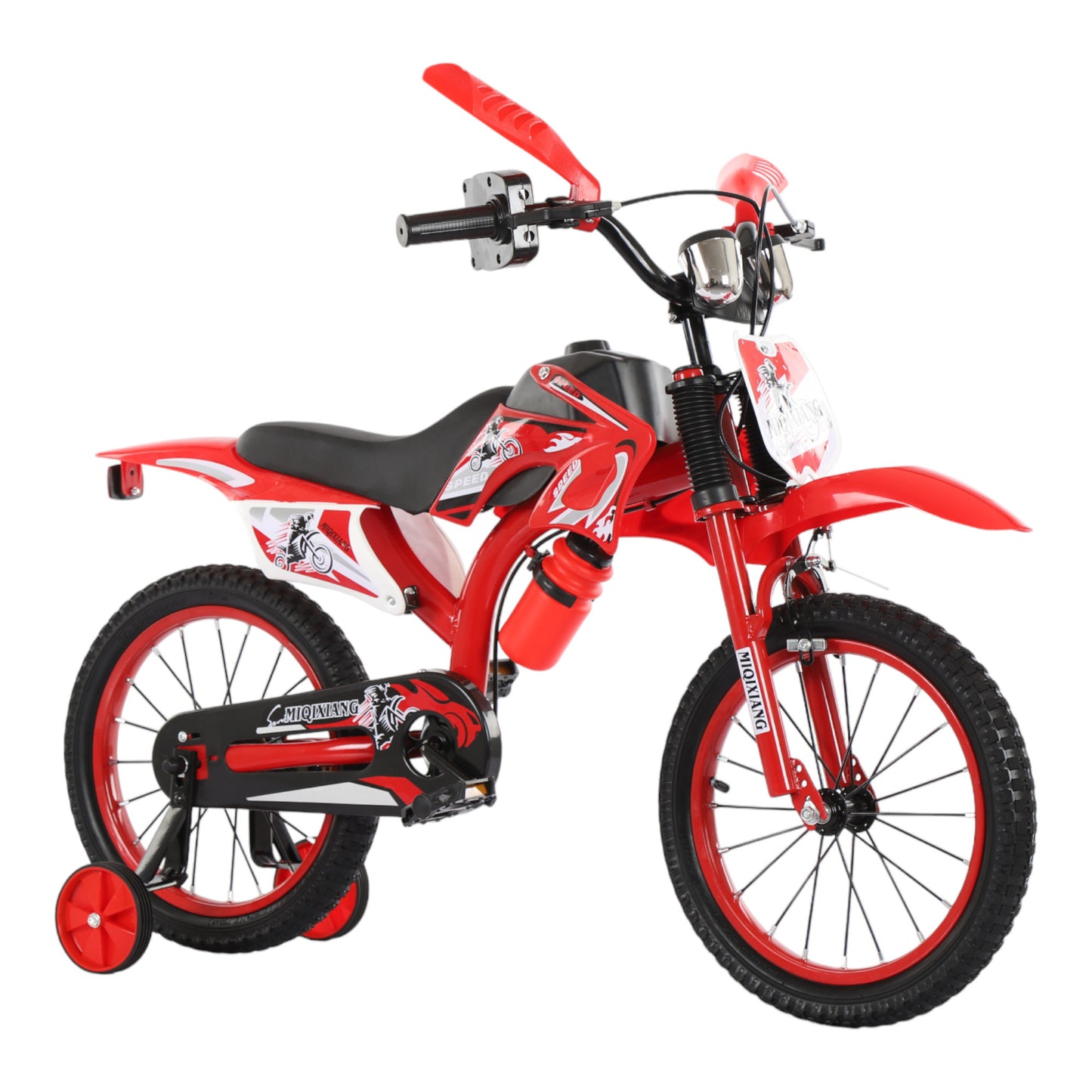 Touch of Venetian 12" / 16" Boys Motorcross Bike with Stabilisers Black Red Green Blue Moto Wheels Kids Bicycle for Ages 2-9 Years Old Motorcycle Sound Motorcross