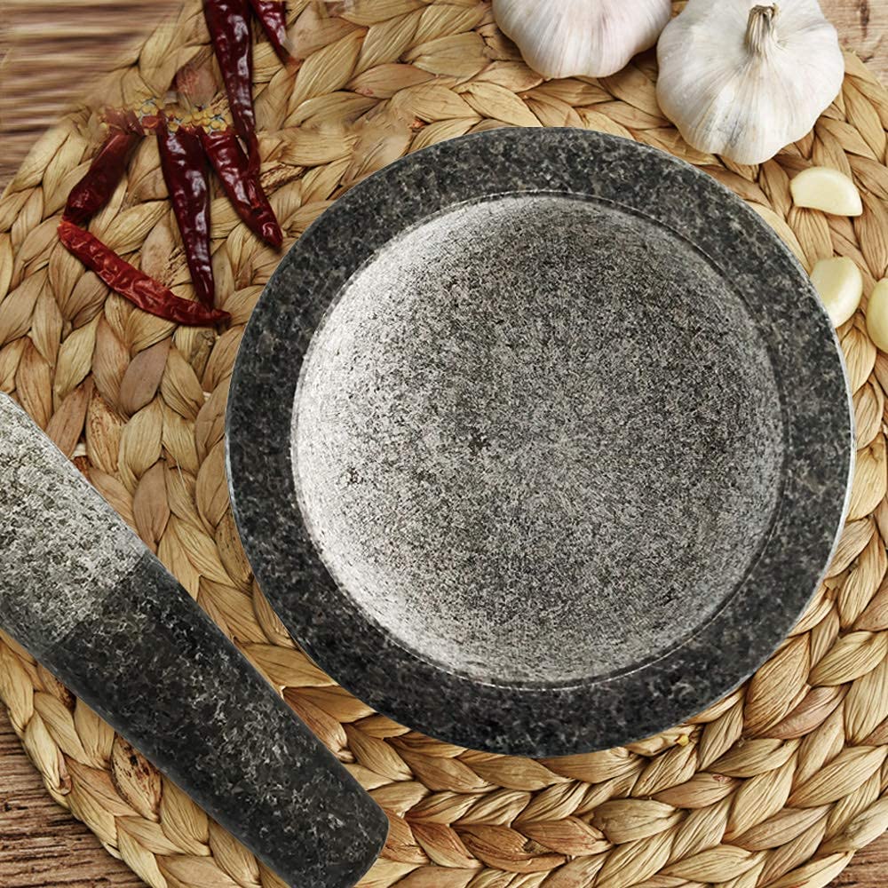 Granite Mortar and Pestle Set 16 cm Diameter Large Capacity Hard Granite Mortar Premium Solid Granite Stone