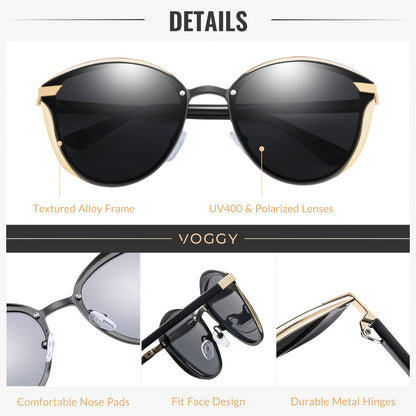 [sunglasses]VOGGY Retro Butterfly Polarized Sunglasses - UV Protection, Metal Frame for Men & Women - Perfect for Driving, Hiking, Cycling, Fishing, Travel & Parties, Gifts