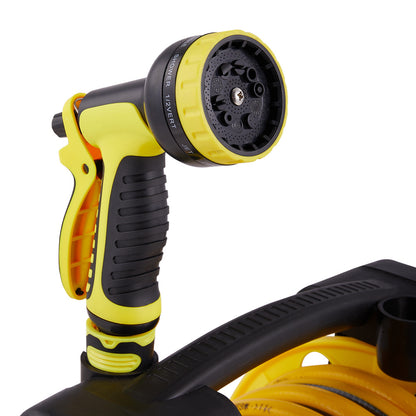 Complete Watering Kit/ Garden Hose Reel Trolley Portable With 20-50M Hose Pipe, Sprinkler Gun & Connector - Heavy Duty Watering System for Outdoor/Lawn/Car Wash (Yellow)