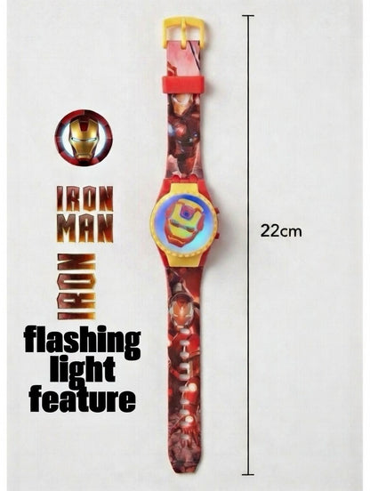 Marvel Kids Toys Light Up Watch for Boys & Girls – Hulk, Spider-Man, Iron Man & Captain America Toy Watch – Adjustable Watch Strap – Party Bag Fillers Kids – Fidget Toys – Toys for Boys Ages 3+