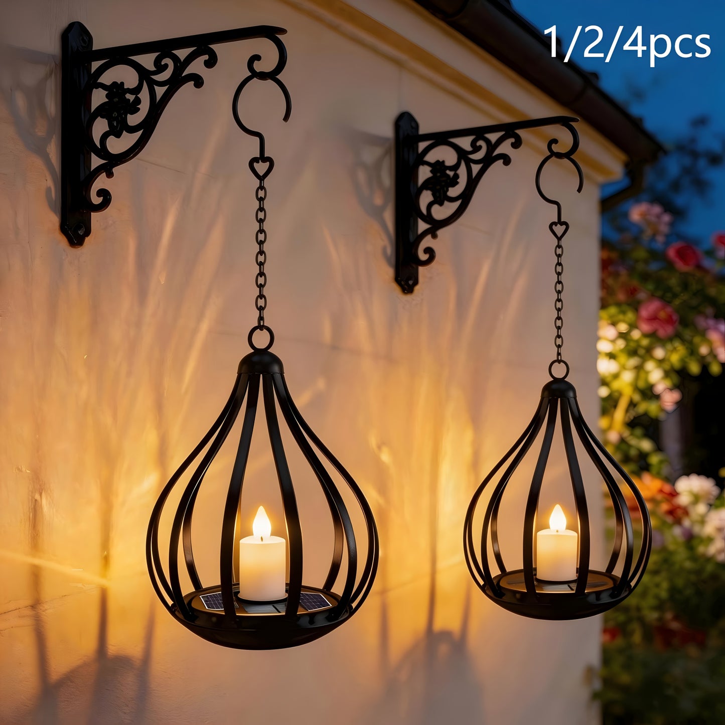 2-In-1 Solar Lantern, Solar Pendant Light, Teardrop-Shaped Candle-Style Lamp with LED Flickering Effect, Ideal for Dining Tables, Gardens, Lawns, And Outdoor Party Decorations, 1/2/4pcs