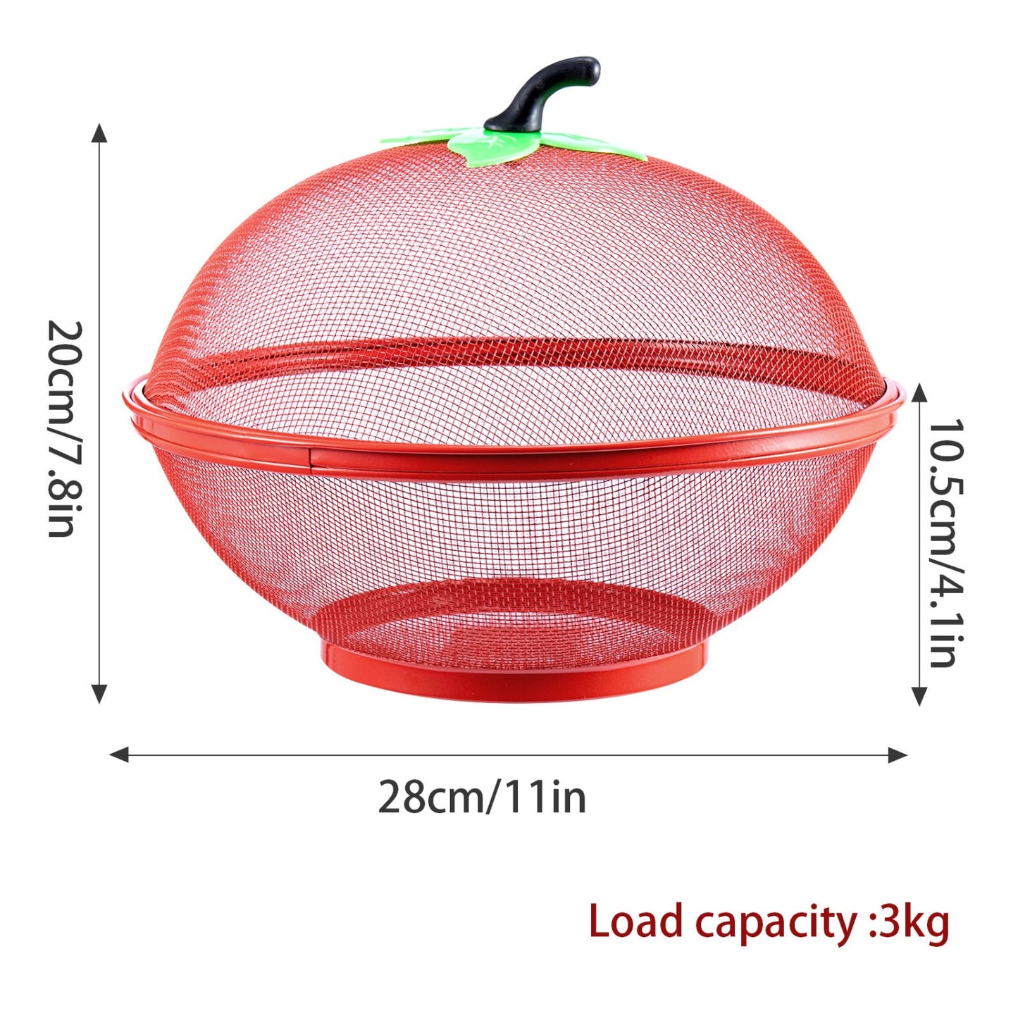 Fruits Bowl Basket Apple Shape Mesh with lid Tabletop Vegetable Holder Keep Unwanted Pets & Insects Out Kitchen Dishwashing Drain Basket