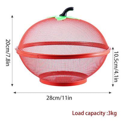 Fruits Bowl Basket Apple Shape Mesh with lid Tabletop Vegetable Holder Keep Unwanted Pets & Insects Out Kitchen Dishwashing Drain Basket