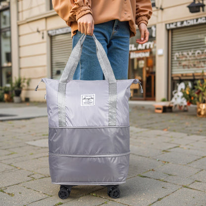 Travel Bag with Detachable Wheels, Expandable Duffel Bags for Women, Foldable Rolling Duffle Bag with Wheels, Carry on Luggage, Gift for Men Women Suitcases
