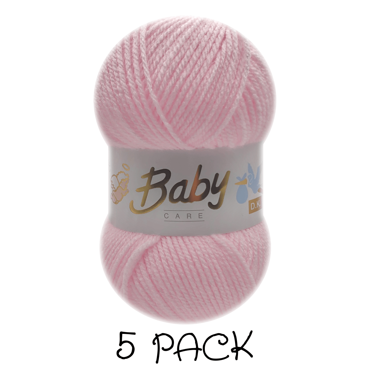Woolcraft - Baby Care Double Knitting Yarn - 2 or 5 Pack of 100g Balls of 100% Acrylic Yarn - 13 Colours Available - Aqua, Beige, Baby Blue, Oyster, Denim, Lilac, Mint, Peach, Baby Pink, Rouge, Silver, White or Lemon - Perfect for Knitting or Crochet