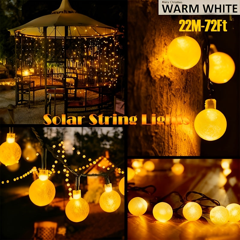 200/100LEDs Solar LED Crystal Ball String Lights | 8 Modes Remote Control | Outdoor Fairy Lights for Garden, Balcony, Camping & Parties | Christmas Decorations, Halloween Outdoor Decor, Wedding Lights | Solar Garden Lights