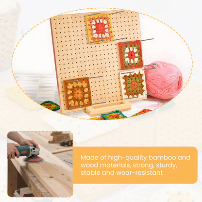 1set Bamboo Wooden Board For Knitting Crochet And Granny Squares Blocking Board For Knitting And Crochet Projects Handcrafted Knitting Stainless Steel Pins 13 Inches 33x33cm
