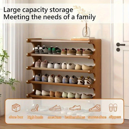 TOYVIAN Bamboo Shoe Rack for Space Efficiency, Multi-Level Standalone Organizer, Available in 4/5/6 Tiers, Easy Assembly, Sturdy And Long-Lasting, Accommodates 24-30 Pairs of Footwear, Ideal for Entryway, Closet, Bedroom, And Hallway Storage