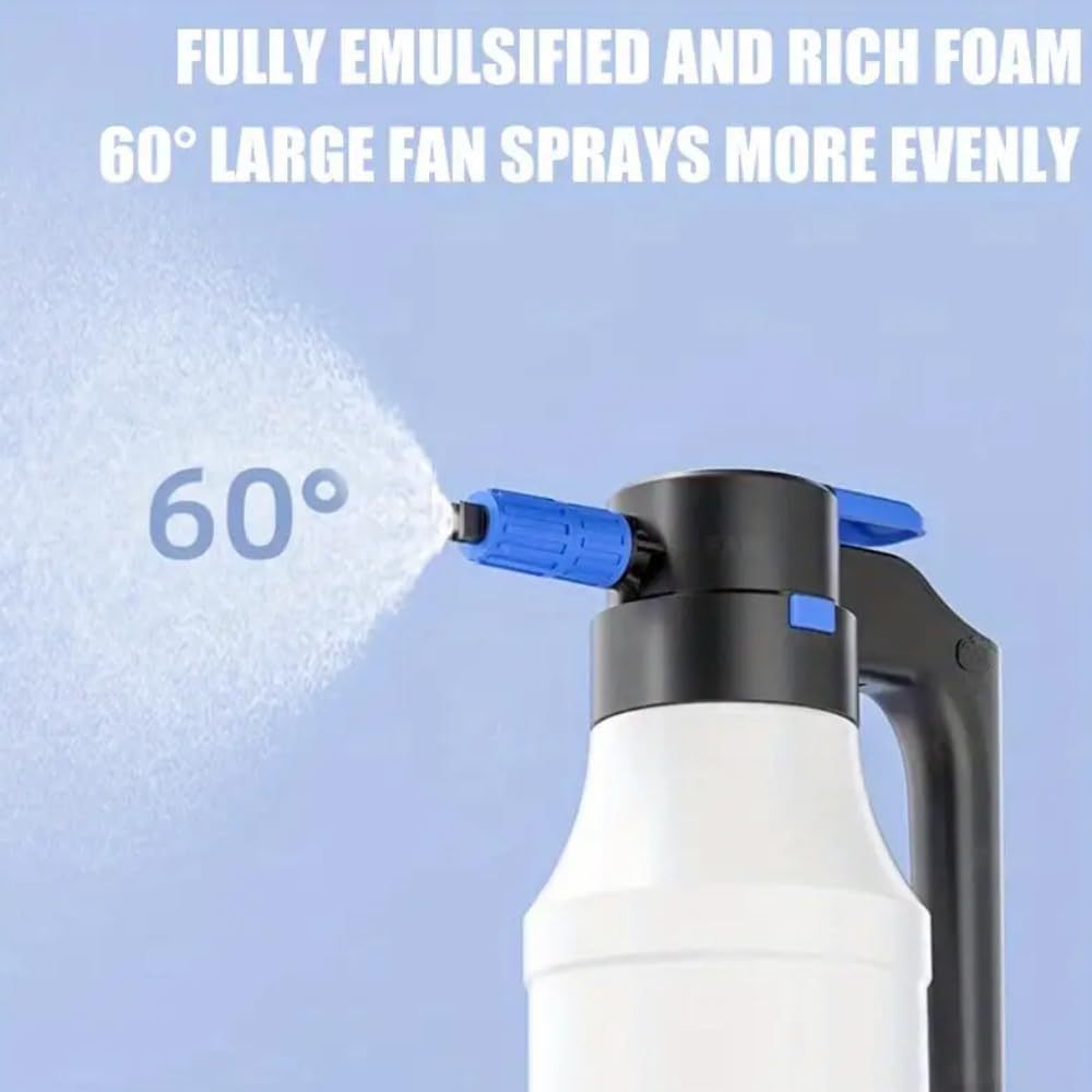 Snow Foam Plus Rechargeable Automatic Snow Cannon Sprayer Gun For Car Van Caravan 5L Super Thick Pre Wash Pressurised Snow Cannon Lance Kit No Jet/Pressure Washer Needed