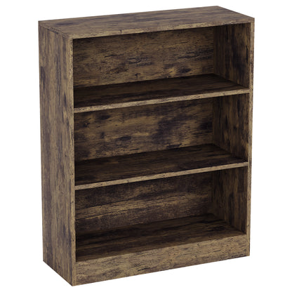 3-Tier Bokcase, Wooden 3 Tier Low Bookcase Wooden Shelving Display Storage Unit Home Office Living Room Bedroom Furniture