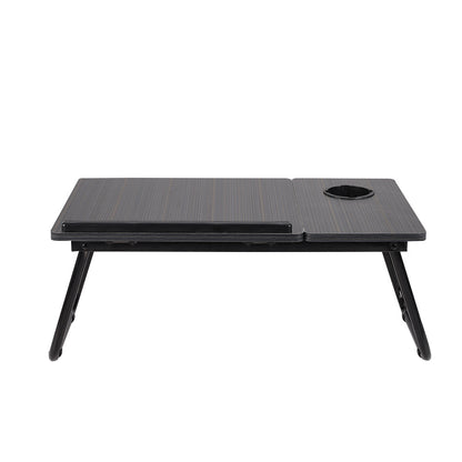 Folding Laptop Desk For Bed Couch, Adjustable Foldable Bed Table With Cup Holder, Sofa Breakfast Serving Tray, Portable Lap Desk, Notebook Stand For Studying Working Reading Writing Eating In Bed Sofa Floor, 23.05*12.8*9.45 Inches Black