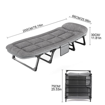 Folding camping bed recliner, adjustable outdoor portable adult bed, heavy-duty sturdy frame bed, garden chair sofa, suitable for camping, lawn, beach, party, home office