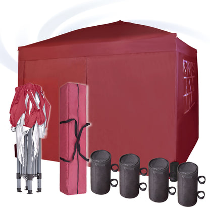 Pop-up Gazebo 3m x 3m with Sides & 4 Weight Bags & Silver Protective Layer Waterproof Marquee Canopy
