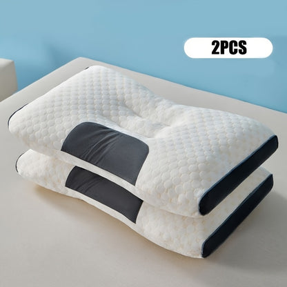 2pcs High-Quality Compact Low Profile Pillow Suitable for All Four Seasons - A Neck Pillow That Is Machine Washable, Breathable, Soft, And Comfortable, Providing Ultimate Comfort And Relaxation - Perfect for Side And Back Sleepers-1900G