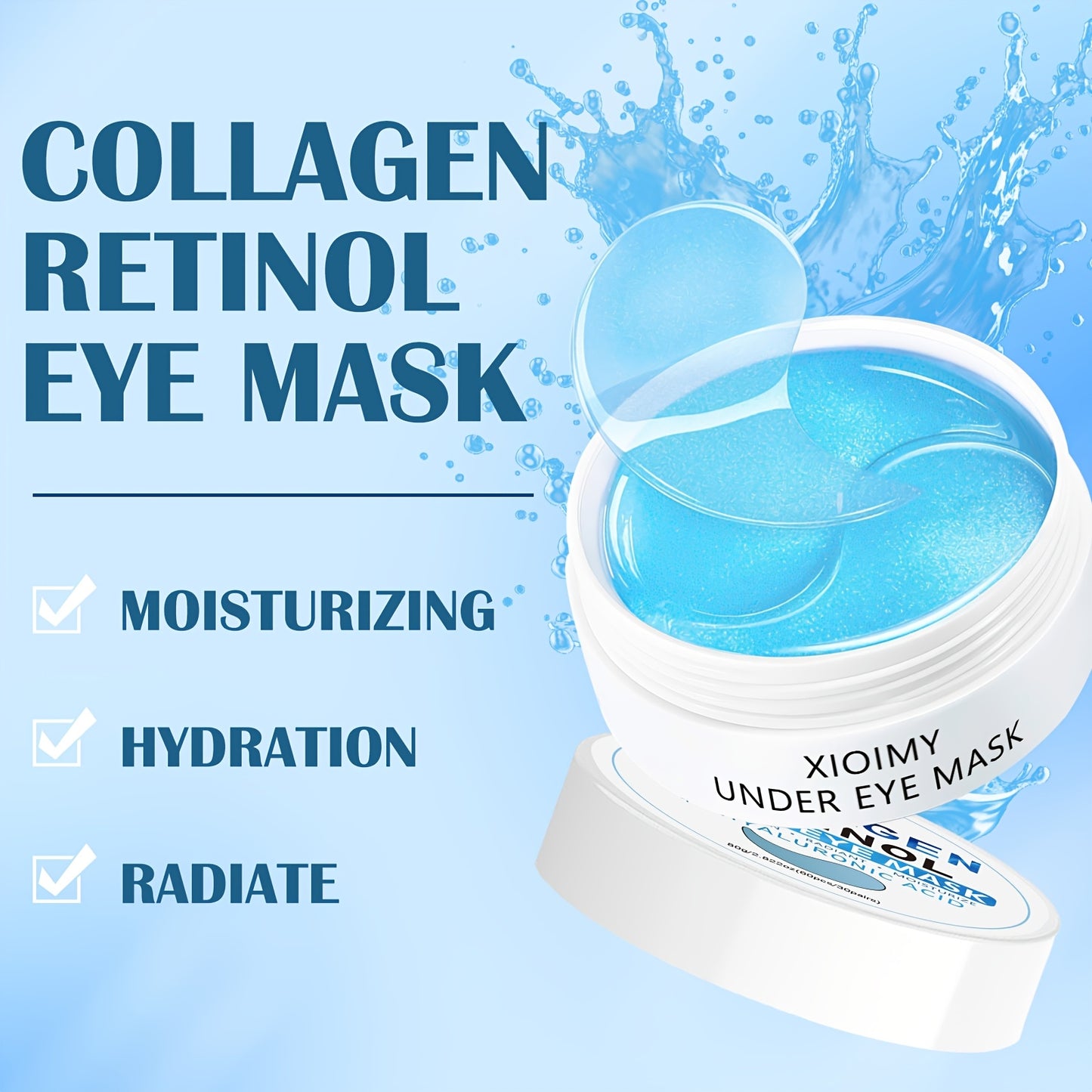 60pcs Collagen And Retinol Hydrogel Eye Mask, Powerfully Moisturize, Deeply Hydrate, Firm And Tender Eye Skin, Make Eye Skin Lines Disappear, Eye Skin Care, Eye Mask, Eye Facial Mask