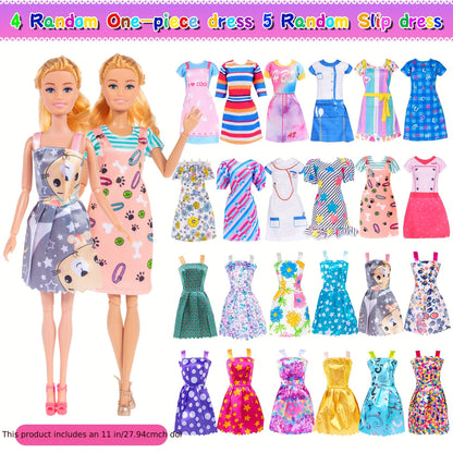 50pcs 29.21 cm Girl Doll with Clothes Accessories Include Doll, Coat, Princess Gowns, Fashion Dresses, Slip Dresses, Outfits, Swimsuits, Doll Dress Up Toys for Girls Gifts (Include Doll)