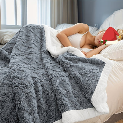 Thickened Throw Blanket, Soft, Cozy Geometric Pattern, Lightweight & Durable for Office Naps, Sofa, Dorms, Gift - 300-350GSM, Machine Washable, Perfect for All Seasons, Local Warehouse