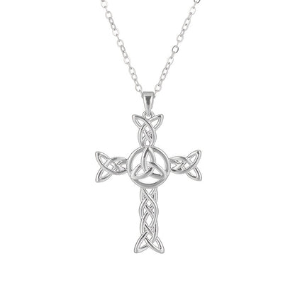 925 Sterling Silver Celtic Knot Cross Pendant Necklace, Spiral Trinity Knot Necklace Triangle Pendant X Necklace, Suitable For Valentine'S Day, Halloween, Anniversary, Various Festivals, Special Occasions, Boutique Gift Box