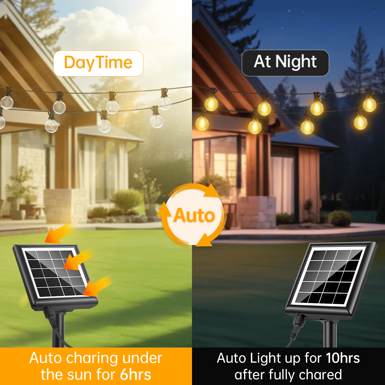 Solar G40 Garden String Lights with Remote Control