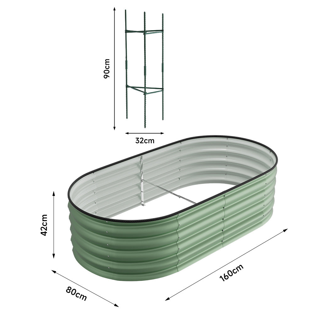 Extra Large Raised Beds for Garden, Oval Planter Box with Plant Climbing Frame, Outdoor Raised Planters for Vegetables, Flowers & Herbs, Bottomless Metal Garden Bed