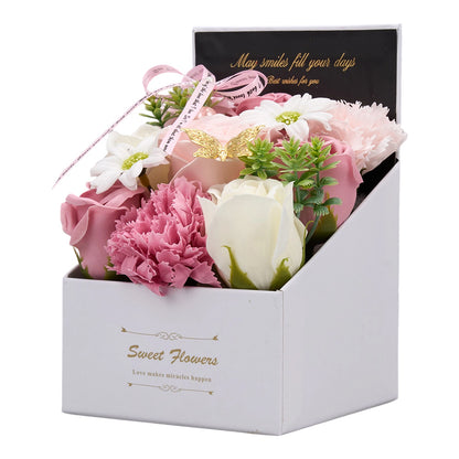 Flower Flower Soap in Gift Box Decorative Soap Artificial Flower Bath Soap for Birthday Valentine'S Day Her Girls Lover Partial soap floral decoration